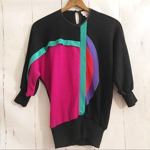 Vtg Anthony Sicari 90s Sweater Batwing Multicolor